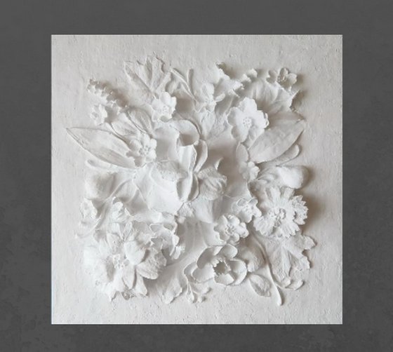 sculptural wall art "Flower arrangement with a rose"