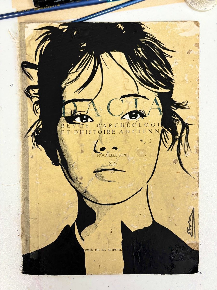 Expressive Portrait Ink Drawing By Jan Noah, 8 X 12, Whispers Of Time, Original Artwork