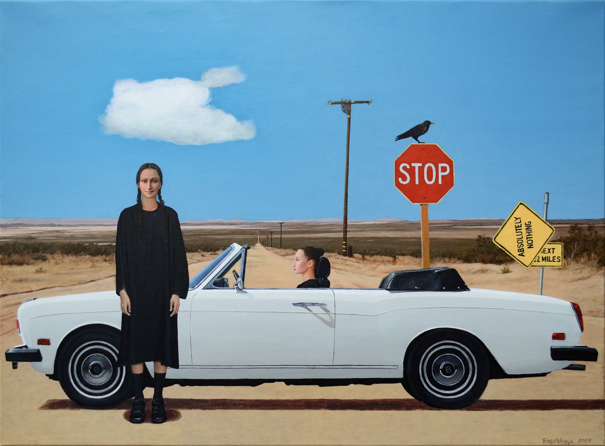 Photorealistic Portrait Acrylic Painting By Nataliya Bagatskaya, 37 X 28", Absolutely Nothing, Original Artwork