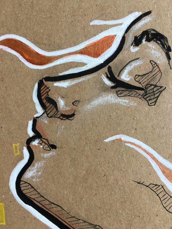 (SOLD) Redhead stylized portrait on mid-tone paper: Copperhead 1