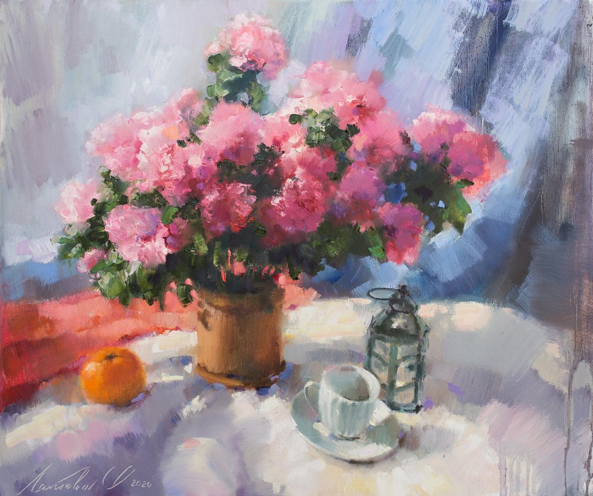 Impressionistic Botanical Oil Painting By Olha Laptieva, 24 X 20", Birthday Present, Original Artwork