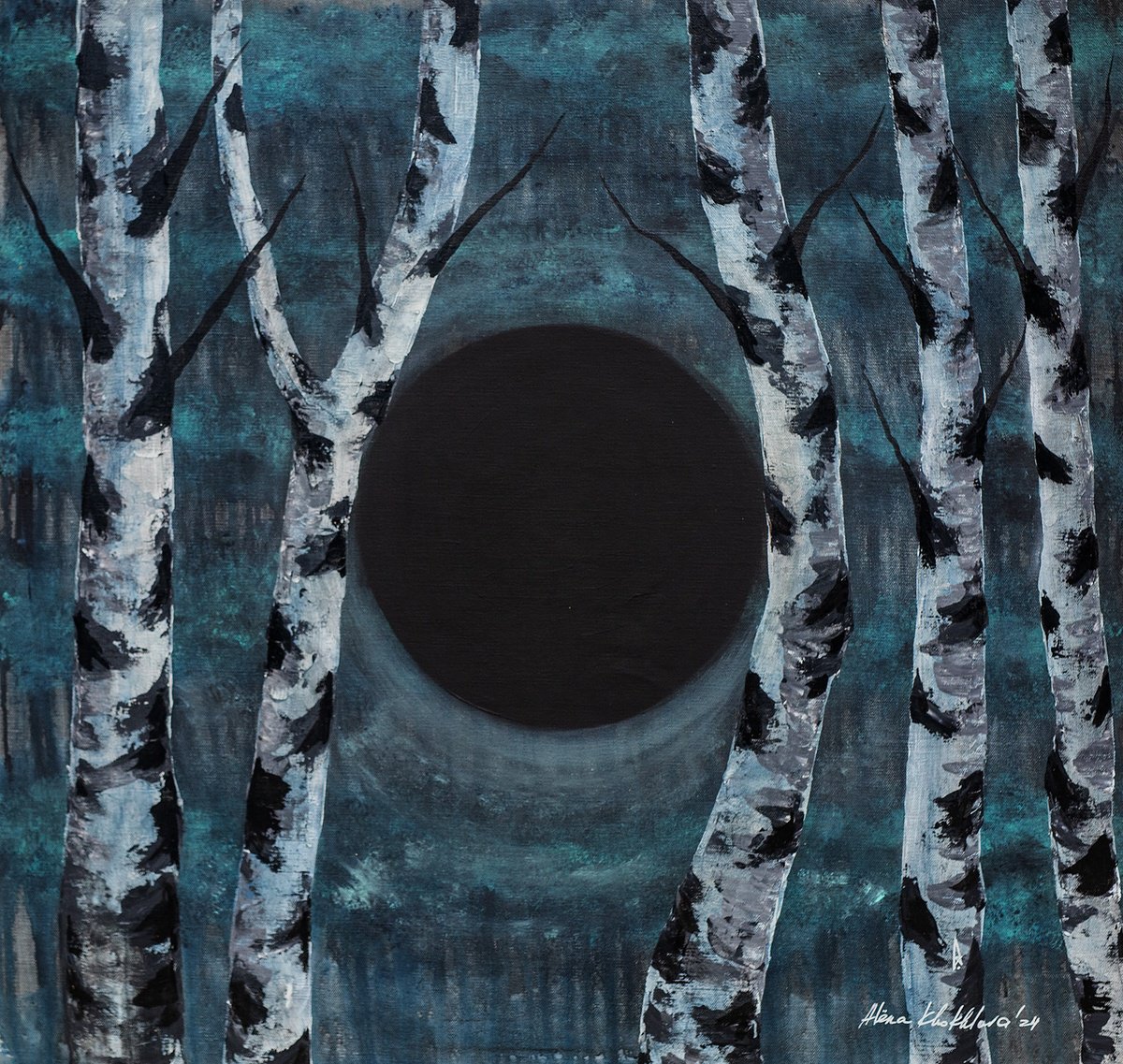 Geometric Abstract Acrylic Painting By Alena Khokhlova, 37 X 35, Portal The Absolute, Original Artwork