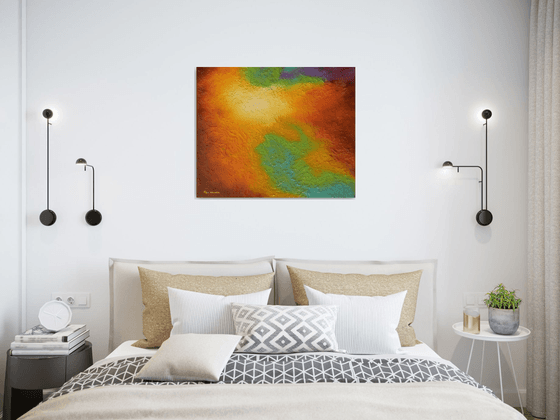 The Convergence - large abstract aerial painting; home, office decor; gift idea