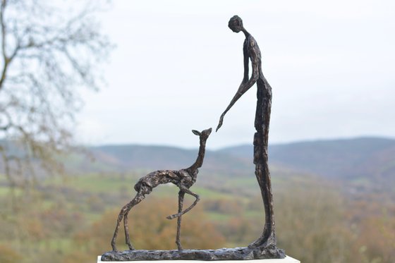 "Girl and Fawn" Trust in Foundry Bronze metal