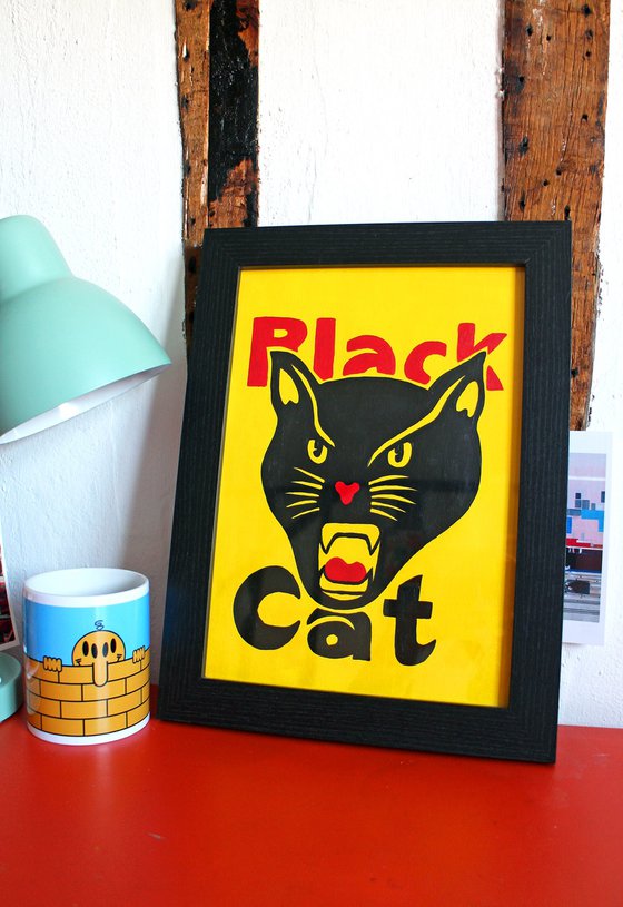 Black Cat Fireworks Painting