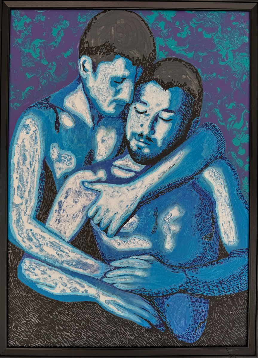 Surrealistic Portrait Acrylic Painting By Stefano Pallara, 20 X 28", Aver Cura N.7, Original Artwork