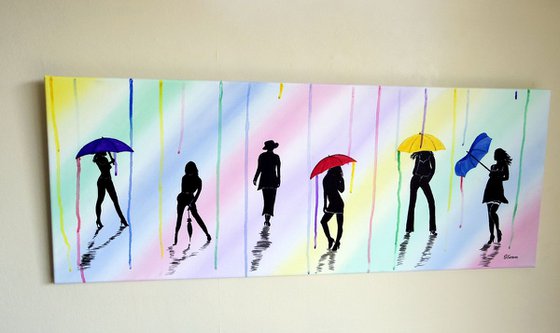 English summer rainbow umbrellas
