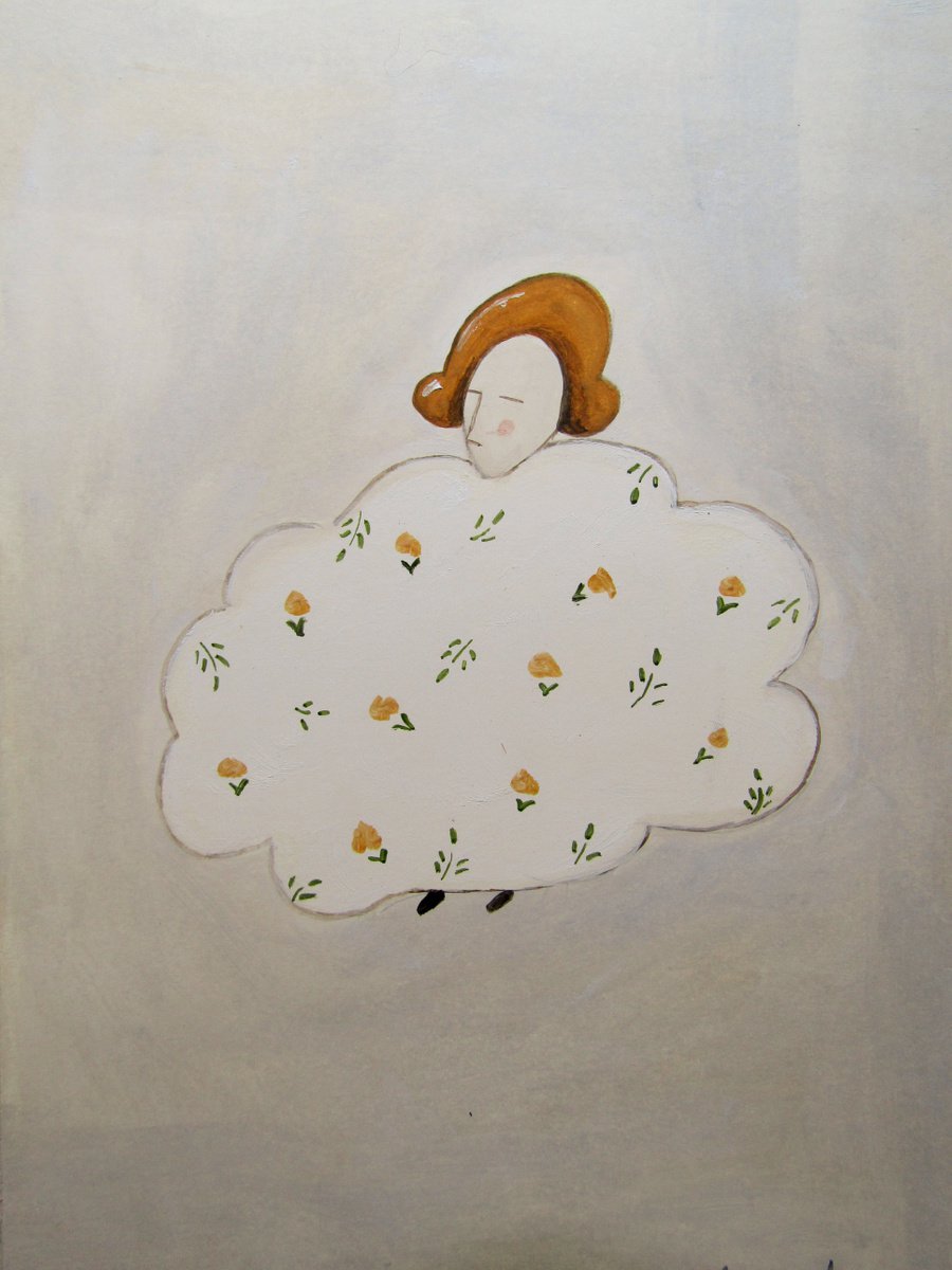 Like a cloud full of flowers - oil on paper by Silvia Beneforti