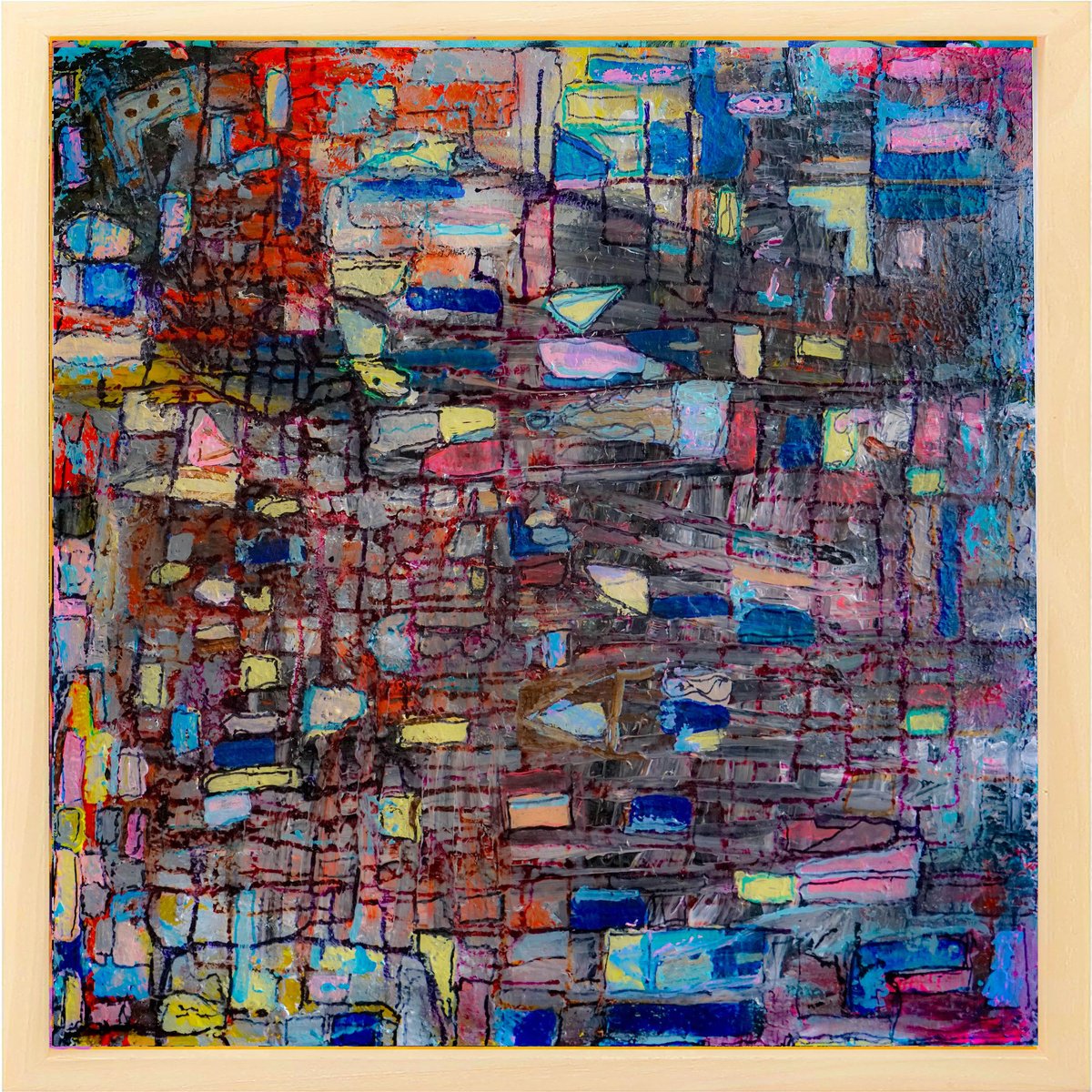 Organic Abstract Acrylic Painting By Geert Lemmers Fpa, 33 X 33, Plateau Der Menschheit Opus 25, Original Artwork