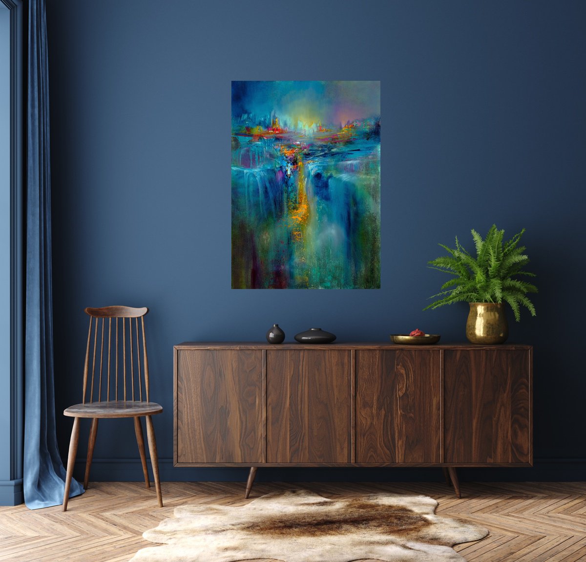 Expressive Landscape Oil Painting By Annette Schmucker, 20 X 28, Am Horizont, Original Artwork