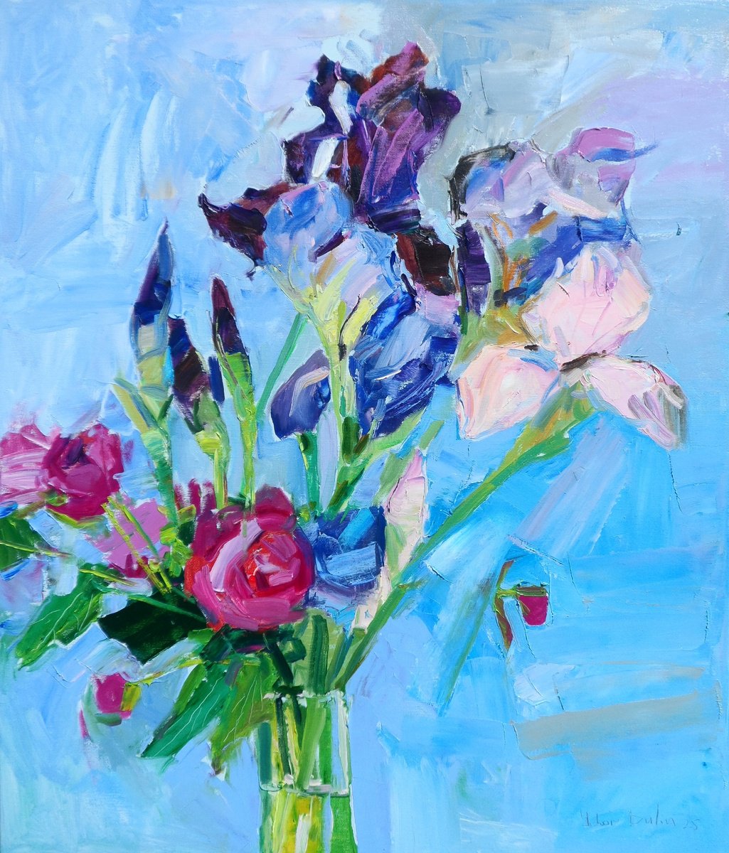 Impressionistic Botanical Oil Painting By Yehor Dulin, 24 X 28", " Bouquet Flowers ", Original Artwork