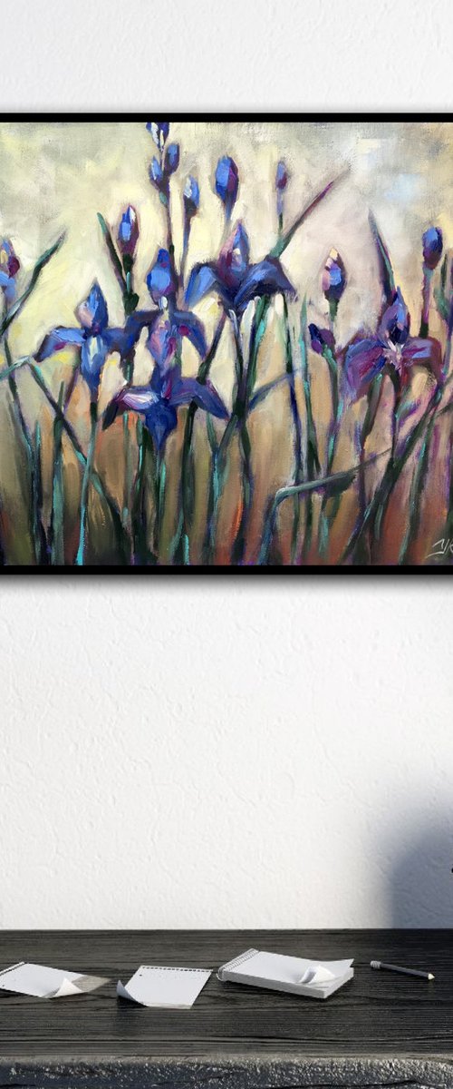 Evening Irises - 35*50 cm/13,7*19,7 inch by Katerina Yakovleva