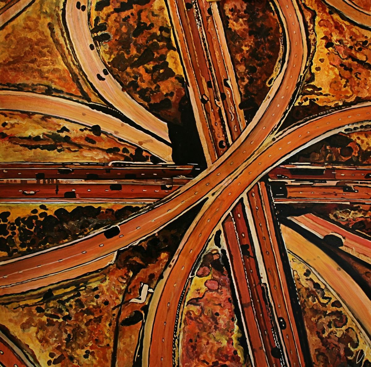 Photorealistic Landscape Oil Painting By Ken Vrana, 38 X 38", Series 1 - Amber Alert, Original Artwork