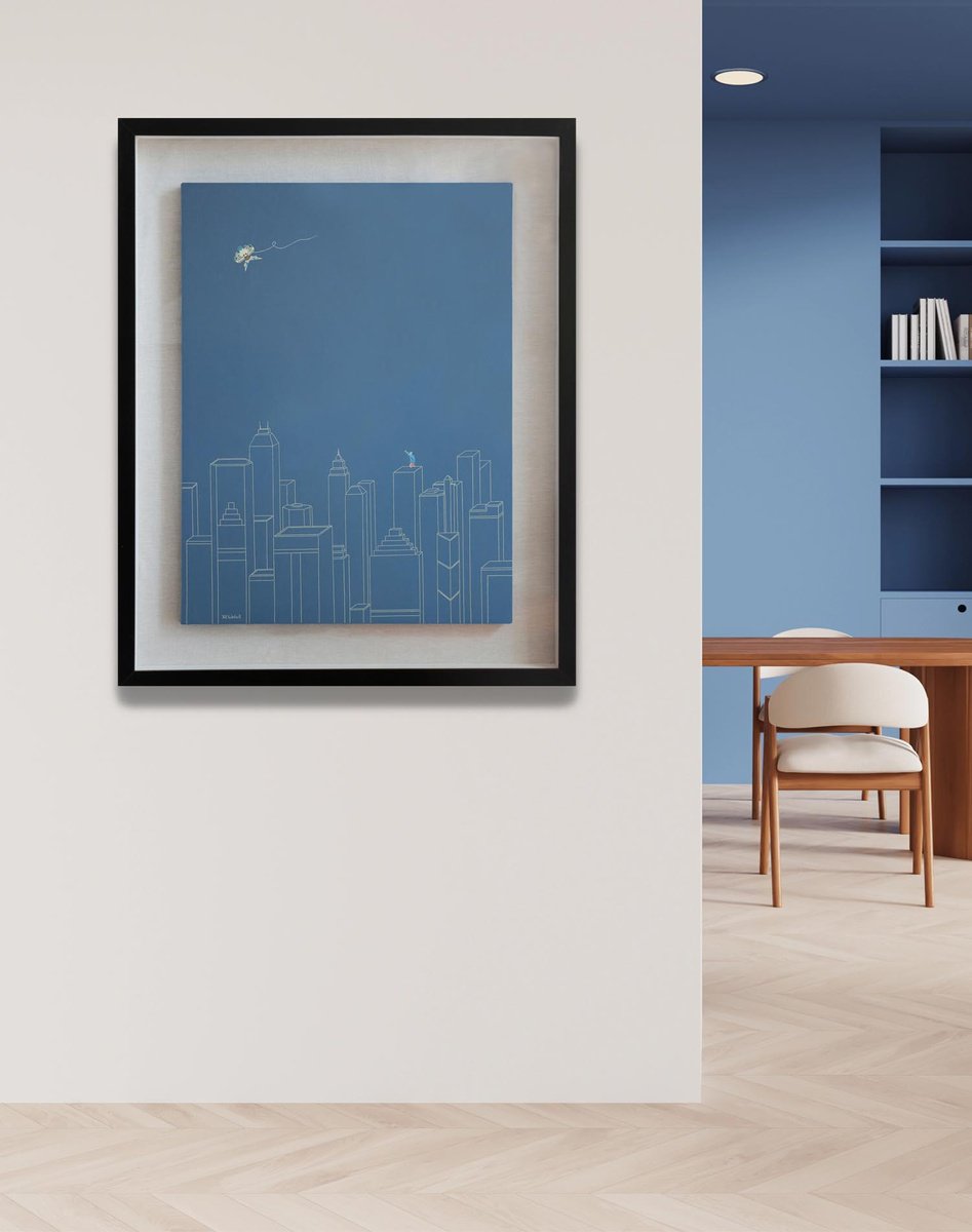 Urban And Pop Cityscapes Oil Painting By Yuan Hua Jia, 31 X 39", Get Lost ( Original ), Original Artwork