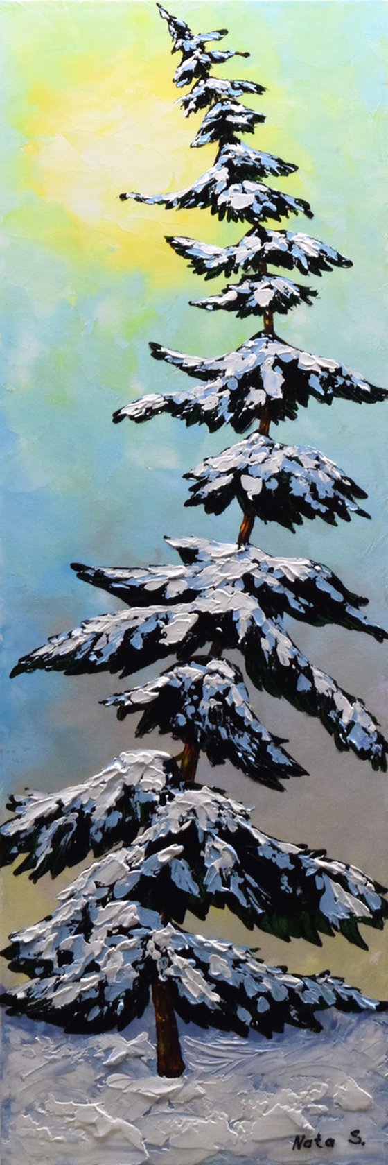 "Solo" Abstract Pine Tree Painting