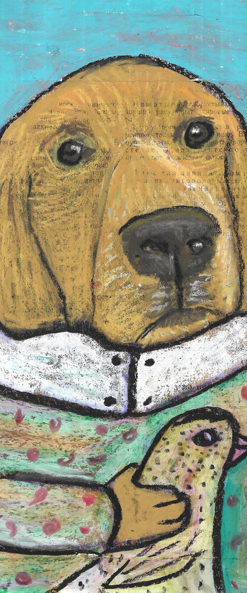 Dog with bird #1 by Pavel Kuragin