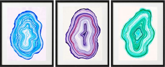 "Agate slises" set of 3 Paintings