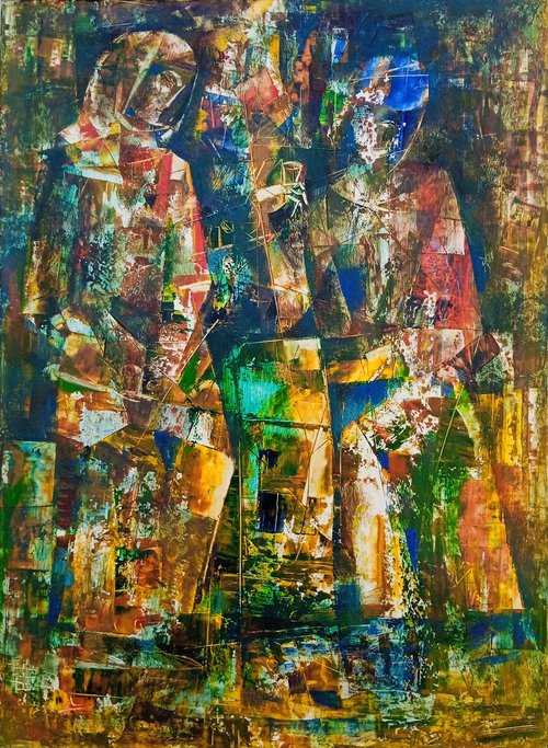 Talk (50x40cm, oil painting, paper) by Seiran Gassparian
