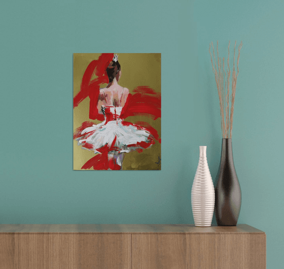 Backstage series  backstage 6-Gold Series Ballerina- woman Painting on MDF