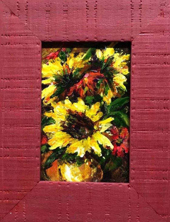 Sunflowers in a Golden Vase (Miniature)