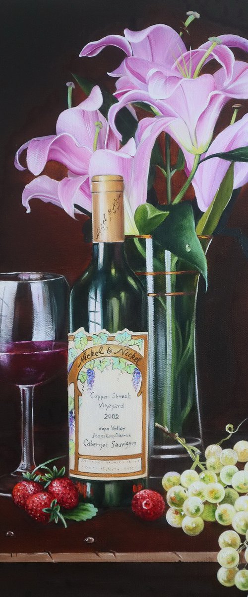 Pink Lilies and Red Wine by Natalia Shaykina