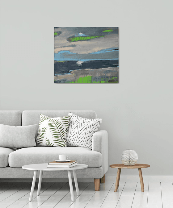 Expressionist painting - "Silver day" - Impressionism - Nature - Minimalism - Calm colors