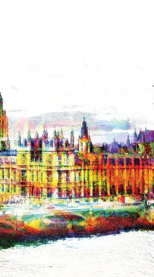 Colores, Londres, Big Ben 2/XL large original artwork by Javier Diaz