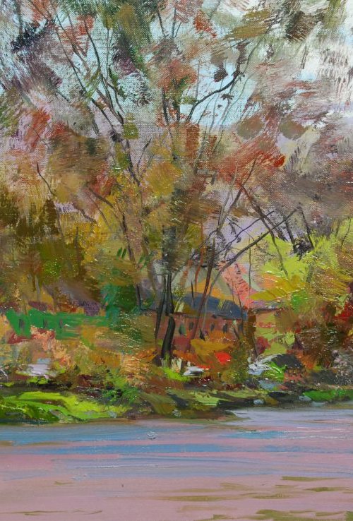 Oil Landscape Painting " Tysa River" ( 436l15 ) by Yuri Pysar