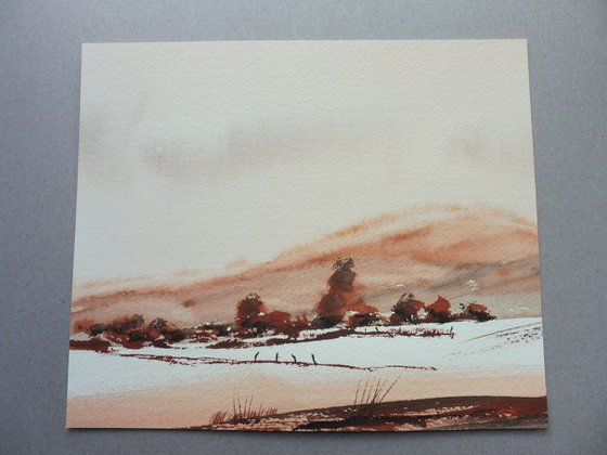 SNOWSCAPE 2, Clent Hills. Original watercolour landscape painting.