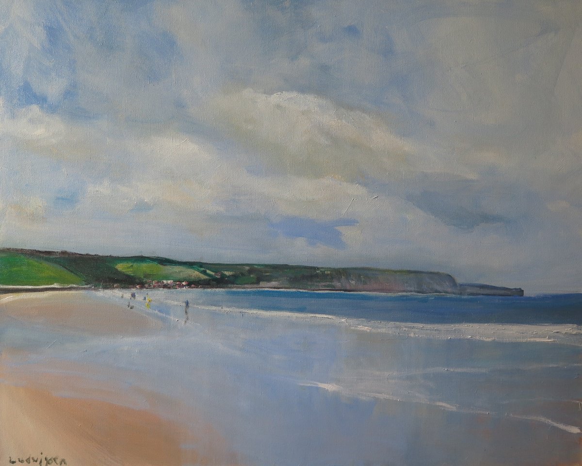 Sandsend Reflections By Malcolm Ludvigsen, 30 X 24, Artwork For Sale On Artfinder