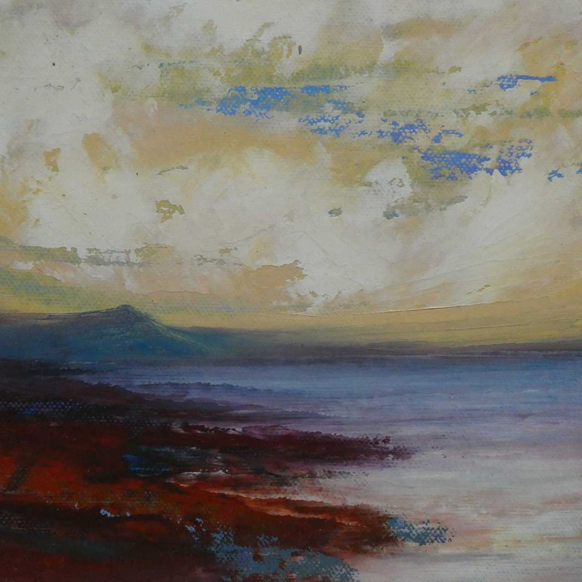 Impressionistic Landscape Oil Painting By Oconnart, 10 X 10", Last Light Over The Loch, Original Artwork