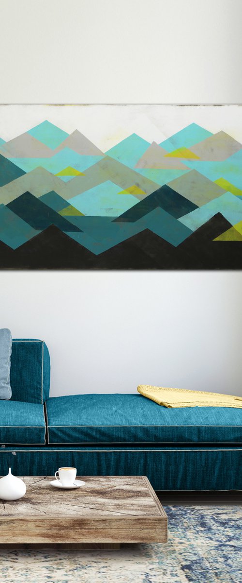 Original Abstract Painting - Traingel Mountain - 140x70cm - Ronald Hunter - 28N by Ronald Hunter