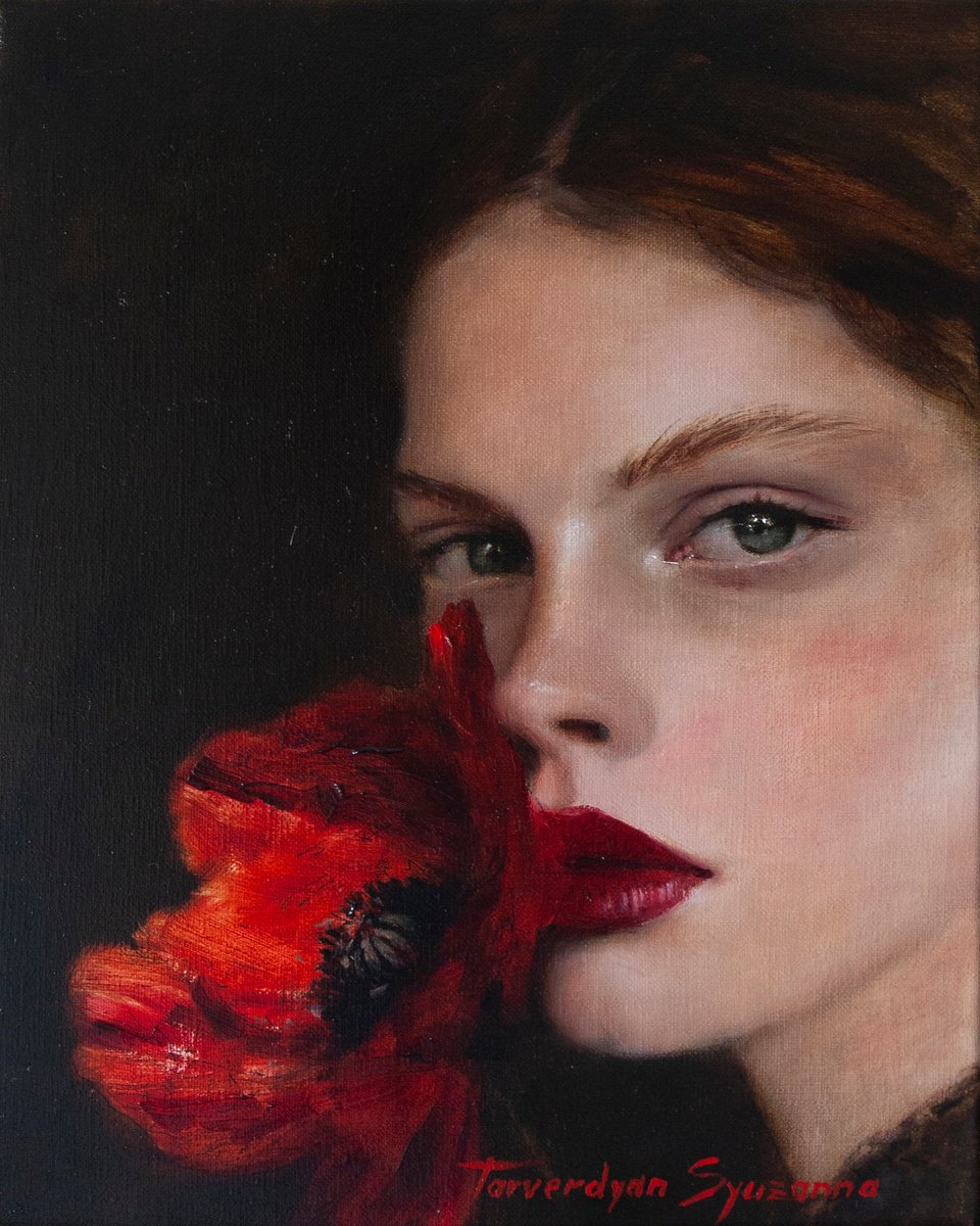 Photorealistic Oil Painting , Crimson Silence By Syuzanna Tarverdyan, 9 X 12, Artwork For Sale On Artfinder