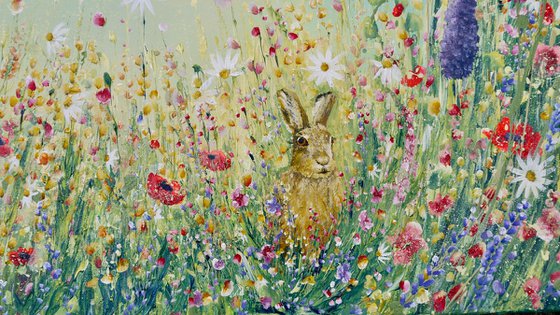 Spring Breeze, with Hare and Bumble bee (long painting)