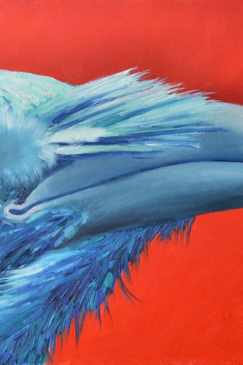 RAVEN GAZE- LARGE ORIGINAL OIL PAINTING 80 x 50 cm by ANA MARIA EDULESCU