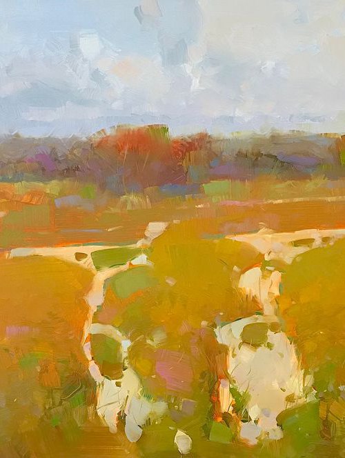 Autumn Palette, Landscape oil painting, One of a kind, Signed, Handmade artwork by Vahe Yeremyan