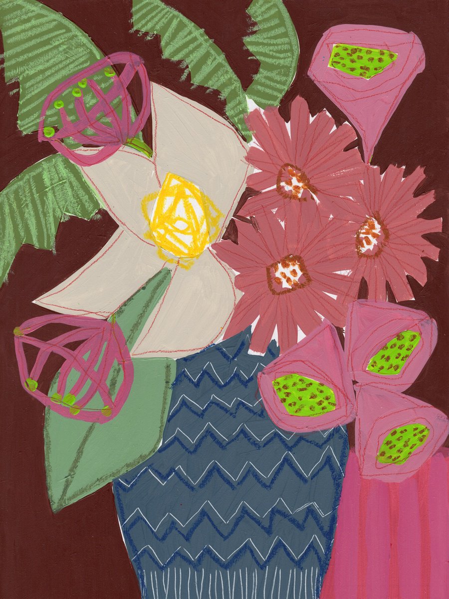 Abstract Botanical Painting By Marisa Anon, 12 X 16", It Was On An Autumn Night 4, Original Artwork