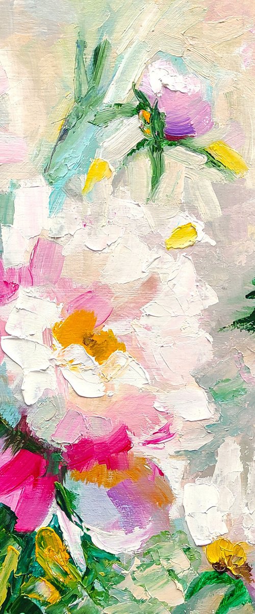 Peonies Painting Original Art Floral Artwork Flower Bouquet Wall Art by Yulia Berseneva
