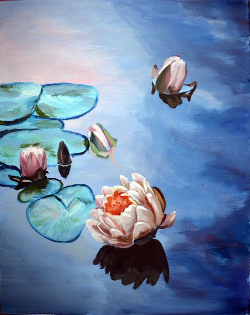 Waterlilies painting by Anna Brazhnikova