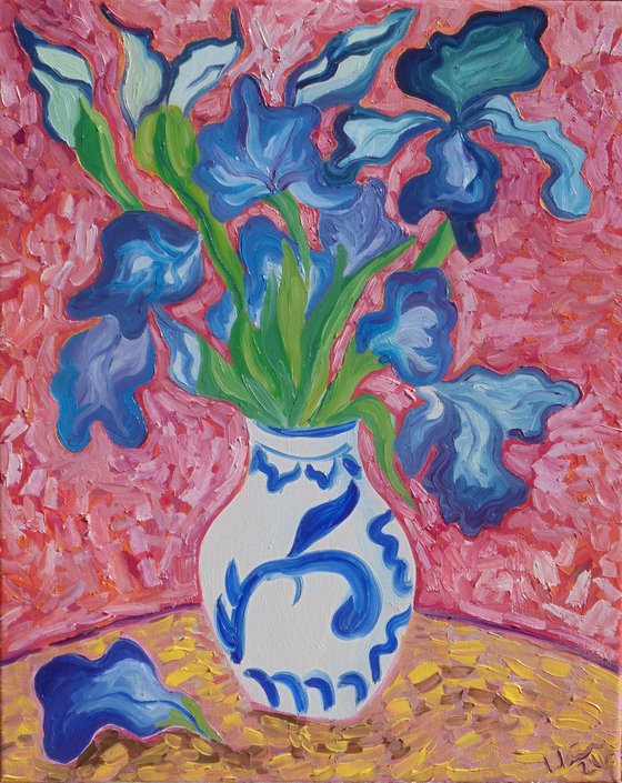 Irises in Chinese Vase 3 SOLD