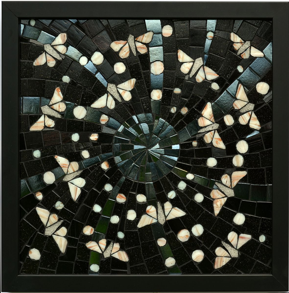 Moths on the Moon - (part 3) New Moon glass mosaic by Kate Rattray