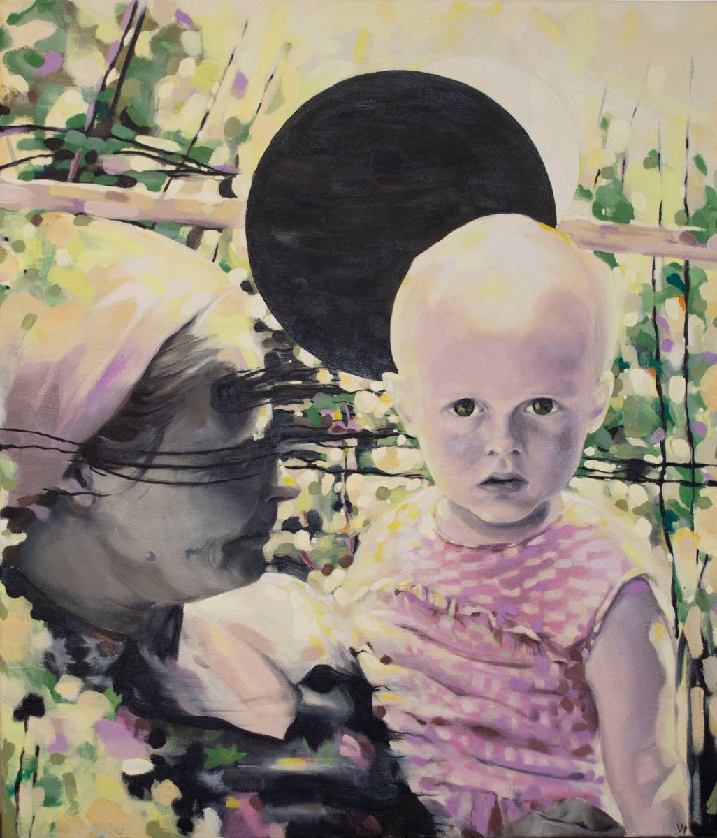 Photorealistic Portrait Oil Painting By Vassa Ponomarjova, 24 X 28", "Memories Of A Grandmother I