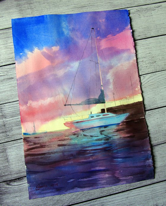 Sunset sailboat