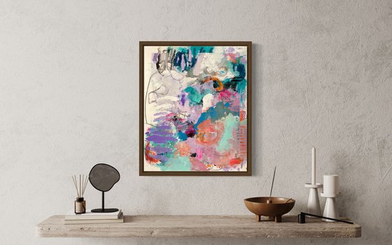 Shake Your Tail Feathers - colorful energetic bold abstract painting raw art