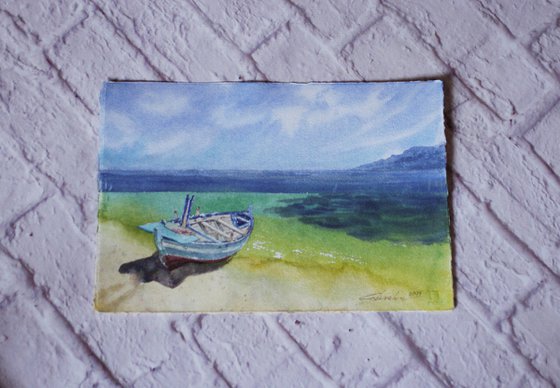 Seascape with boat