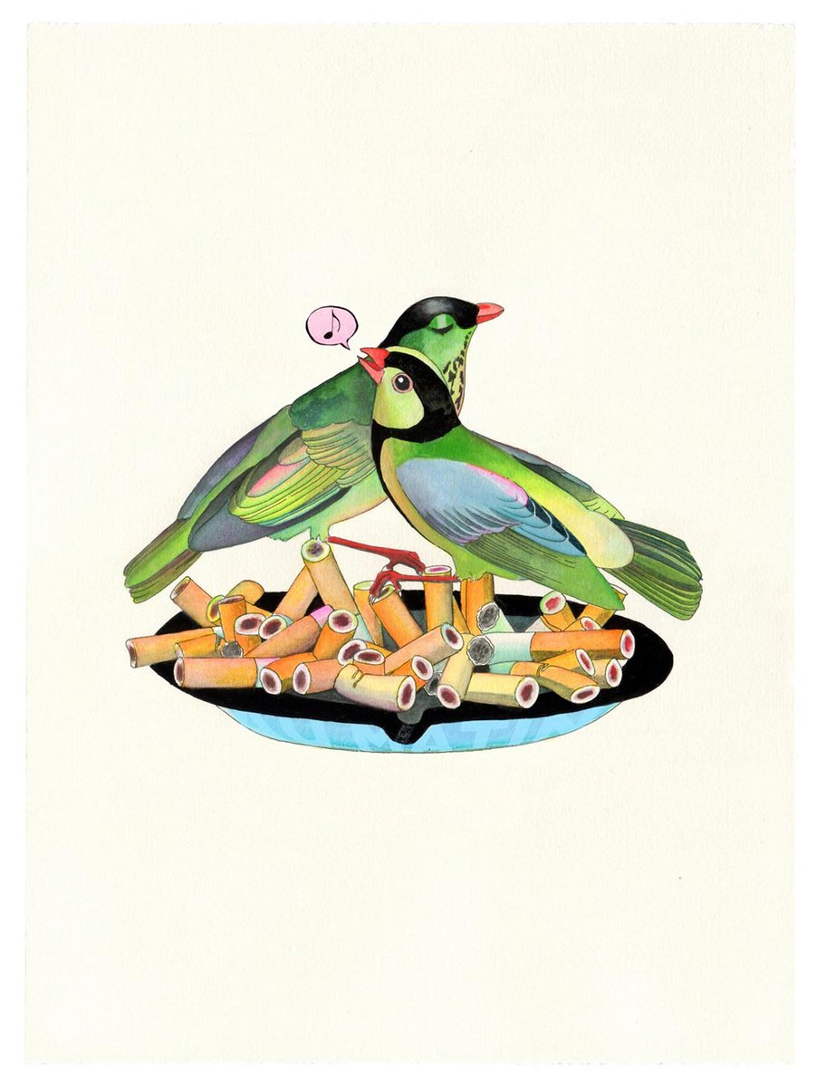 Illustrative Animal Giclee Print By Delphine Lebourgeois, 12 X 16, The Morning After Ll, Original Artwork