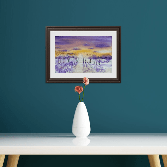 Frostу sunset in the forest