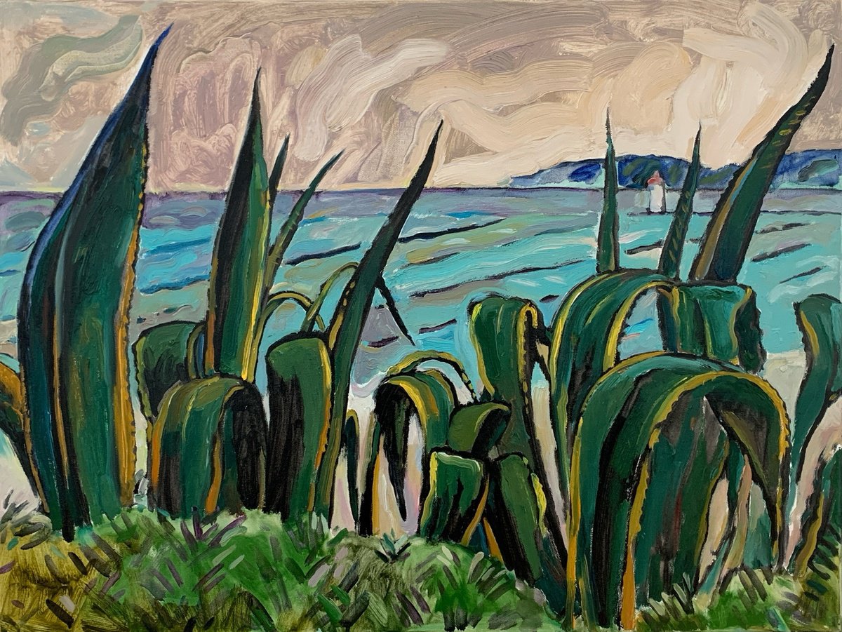 Agaves By The Sea By Natalia Matveeva, 31 X 24, Artwork For Sale On Artfinder