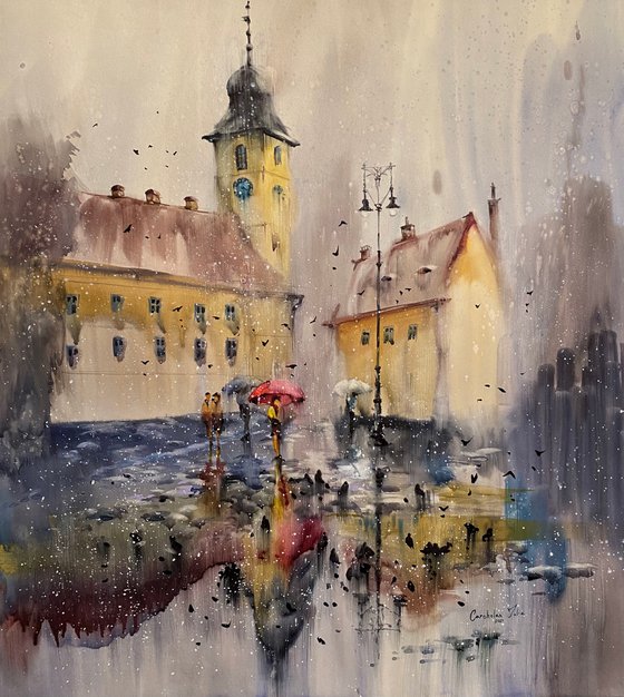 Sold Watercolor “Transilvania. Sibiu” perfect gift