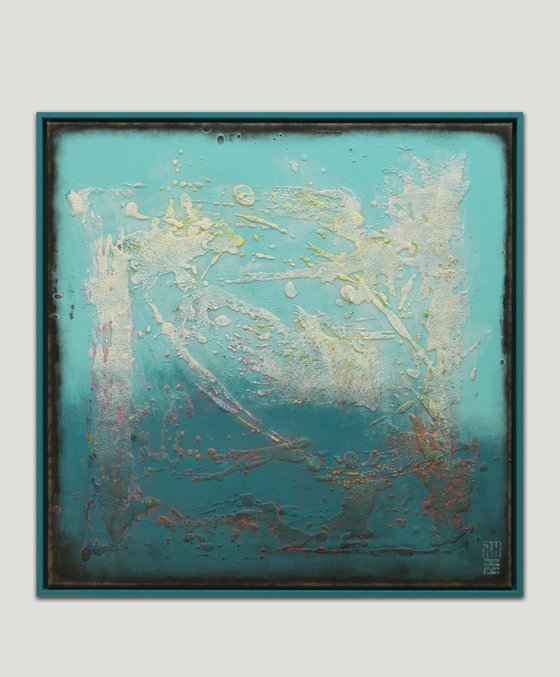 Blue Lagoon Small - Incl. blue frame - 75x75 cm - Ronald Hunter - 52J